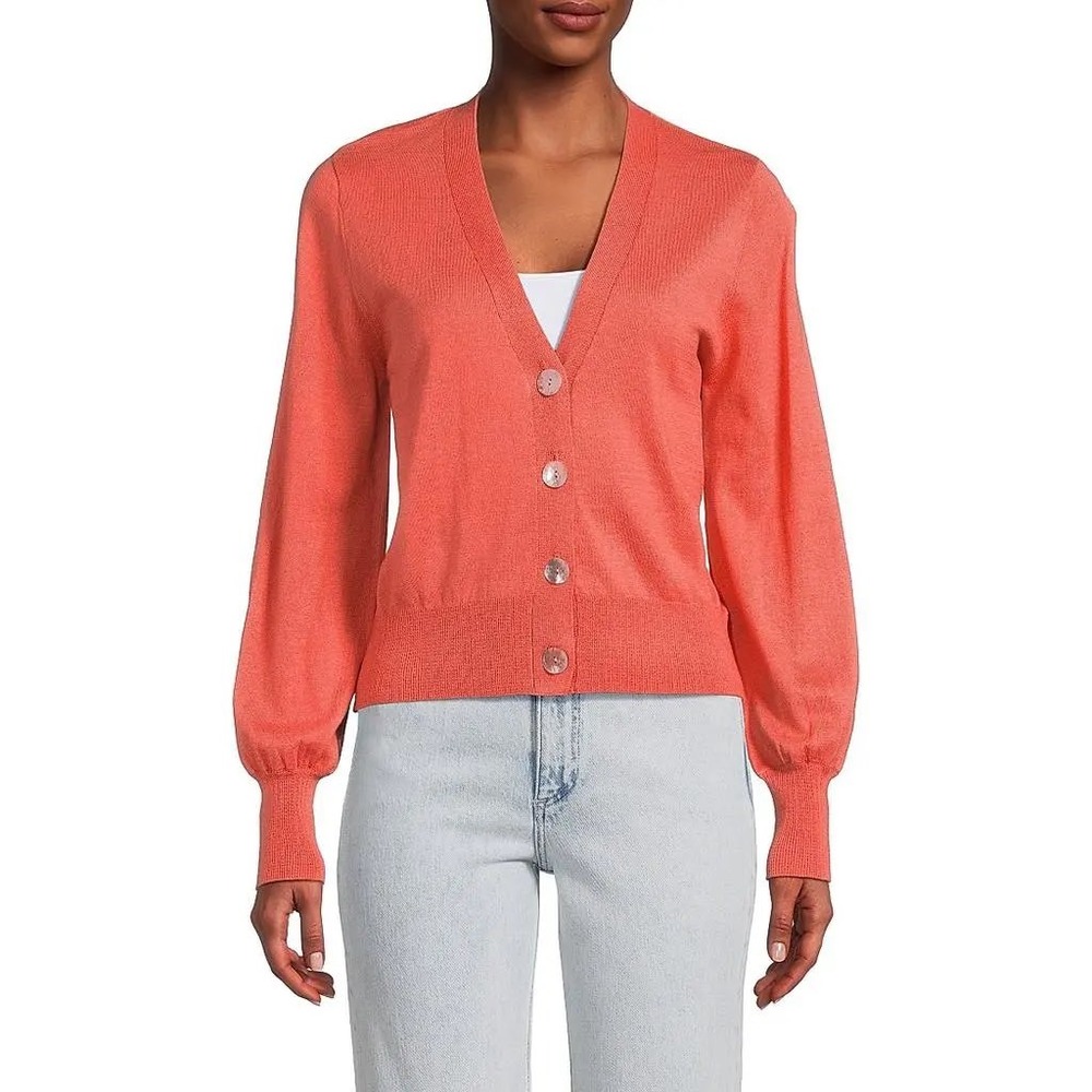 COLORUSH Jes Elegant‎ Knit Cardigan Sangria Pink Cotton Silk Cashmere Medium